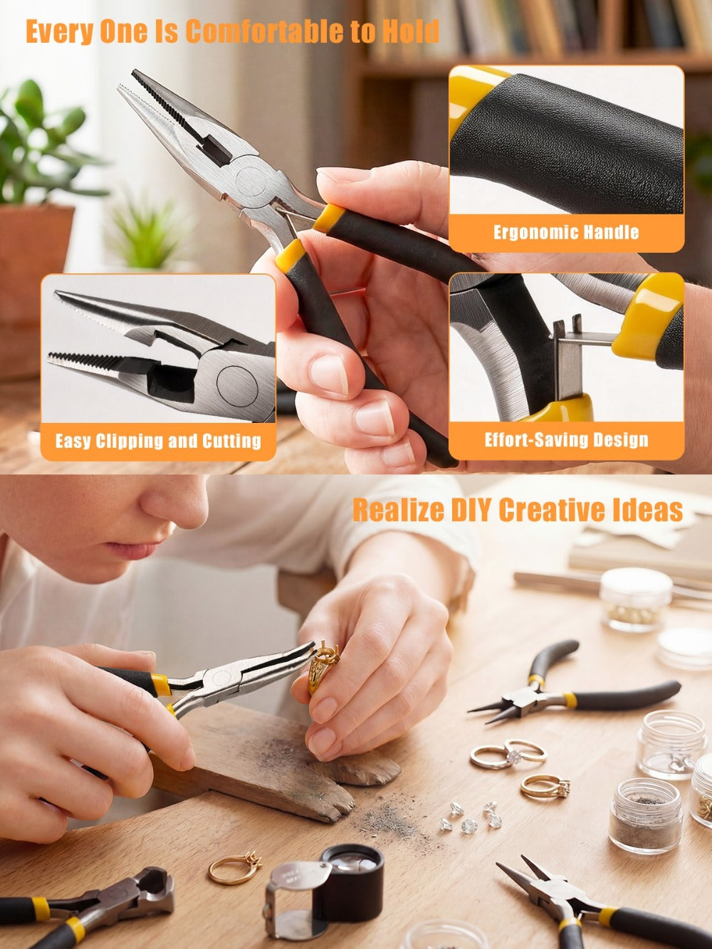 Jewelry Making Pliers Set 3/14pcs Tool Kit - Professional Round Nose, Flat Nose & Needle Nose Pliers, Wire Cutters, Tweezers, Scissors, Vernier Caliper, Storage Bag, for Beading, Wire Wrapping & DIY