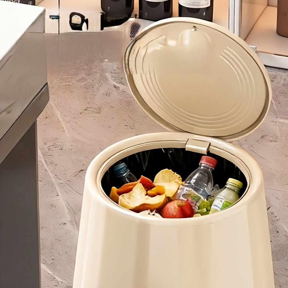 Wine Glass Shaped Trash Can Large Capacity Decorative Waste Bin with Press Pop Lid, No-Bend Standing Design, Luxury Stylish Dual-Bucket for Living Room Kitchen Bedroom Home Decor