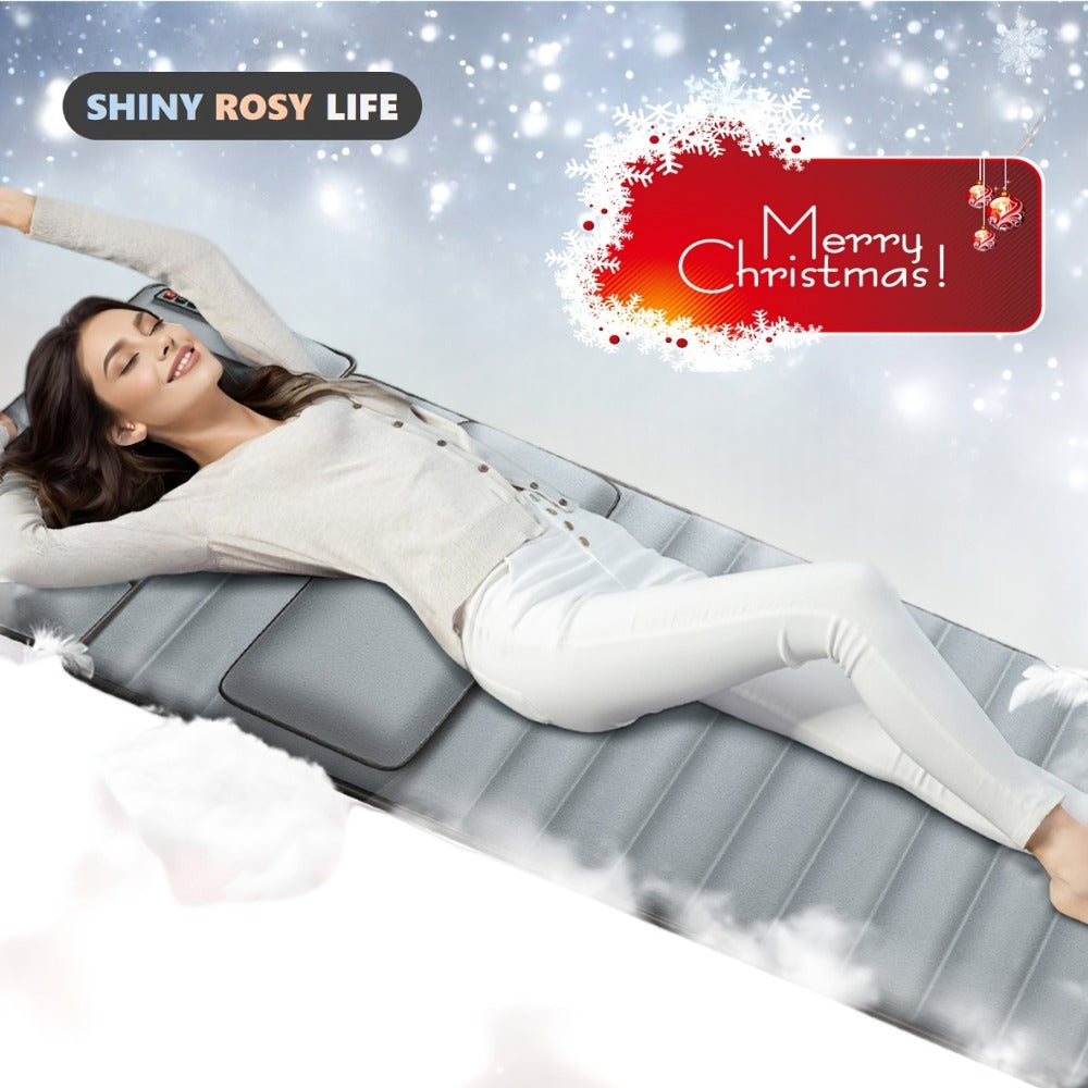 Full Body Shiatsu Massage Mattress ¨C 10-Zone Vibration with Neck Kneading & Hot Compress, 12V Safety Voltage Massage Mat for Back Neck & Waist Relief, Home Relaxation Gift for Men Women