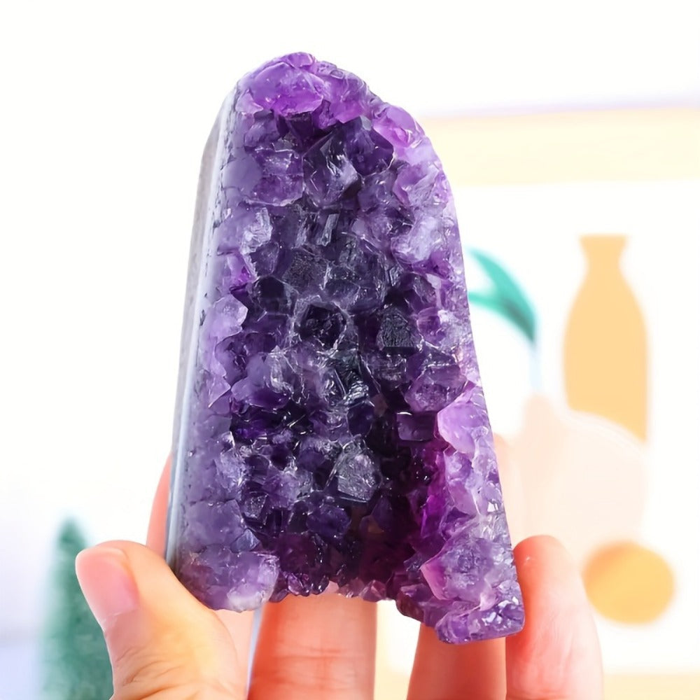 Amethyst Crystal Cave Cluster Natural Uruguayan Polished Edges Geode Home Office Decor Meditation Healing Crystal Birthday Holiday Hanukkah Thanksgiving Gift