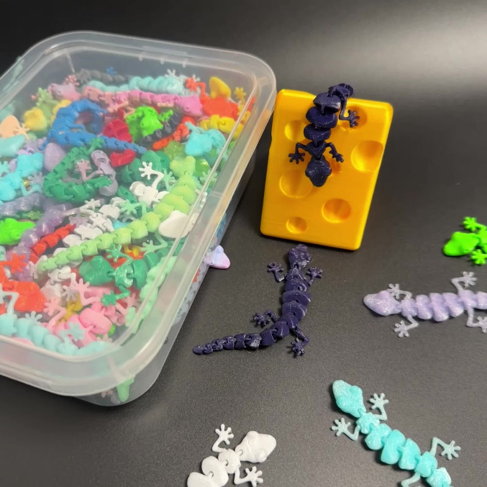3D Printed Gecko Statues Set 101pcs Miniature Lizard Figurines Home Decor Desk Ornaments Lucky Charm Collectible Sculptures Gift for Mom Dad Birthday Holiday