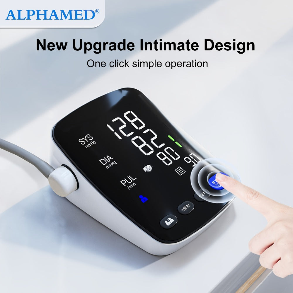 Upper Arm Blood Pressure Monitor - ALPHAMED U82RH Automatic BP Monitor, USB Powered, 8.7-17¡± Cuff, 2¡Á199 Memory, LED HD Curved Screen, Intelligent Design for Elderly & Family Home Use