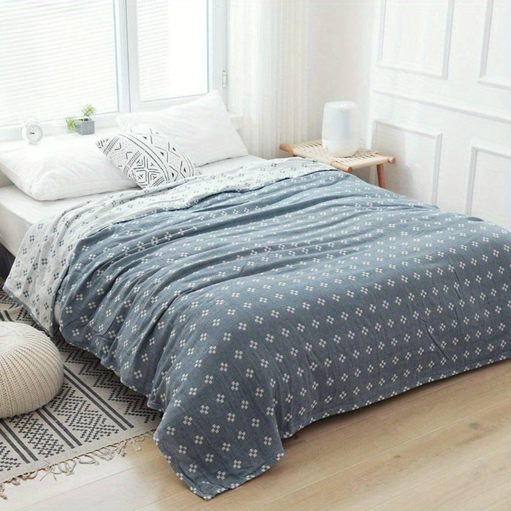 Jacquard Cotton Blanket ¨C Geometric Cross Pattern Pure Cotton Throw, Soft Breathable All Season, Machine Washable, 4 Colors, 2 Sizes