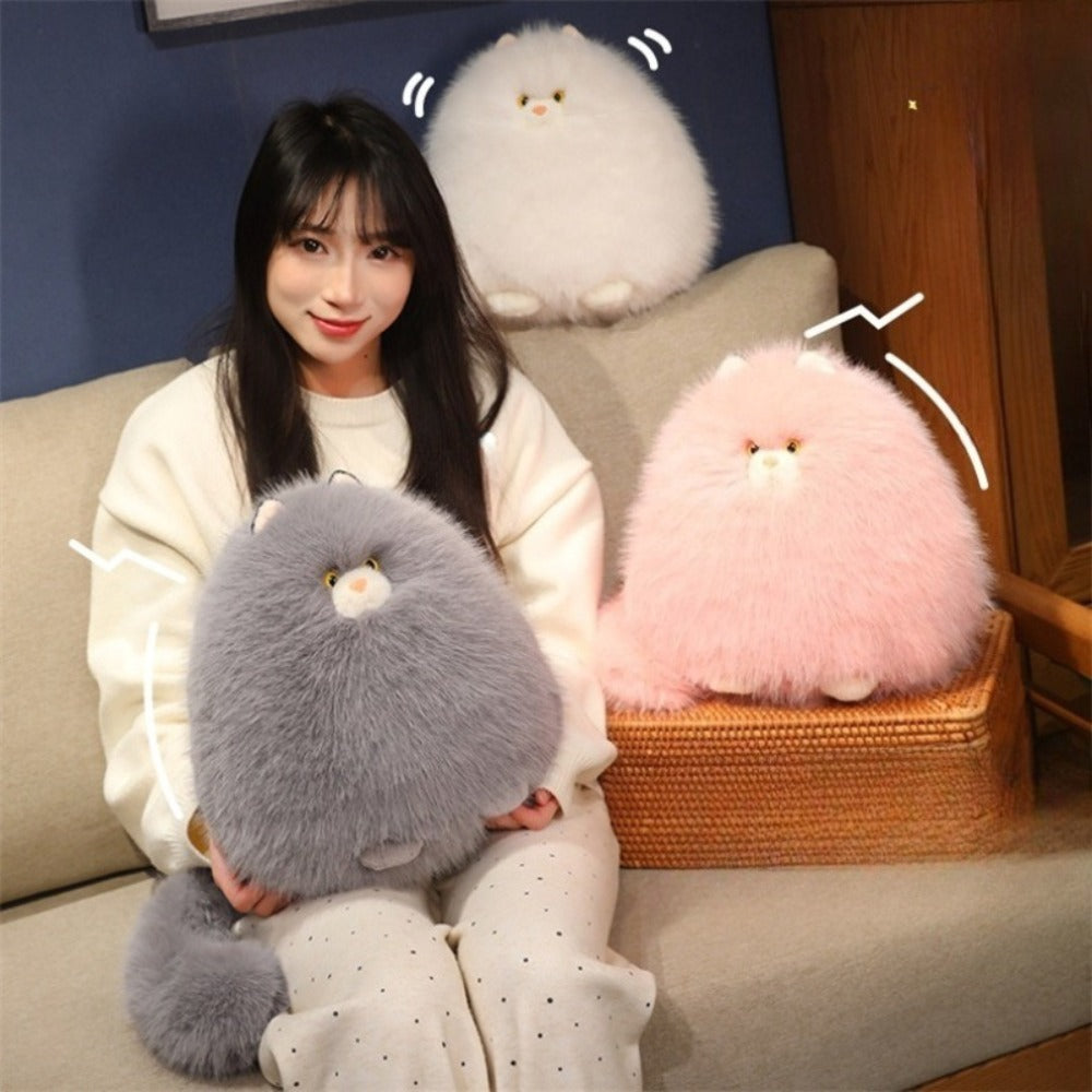 Silly Cat Plush Pillow Long Hair Stuffed Cat Hug Pillow for Sleep Comforting Soft Plush Cat Throw Pillow Cute Cat Gift for Cat Lovers Women Girls