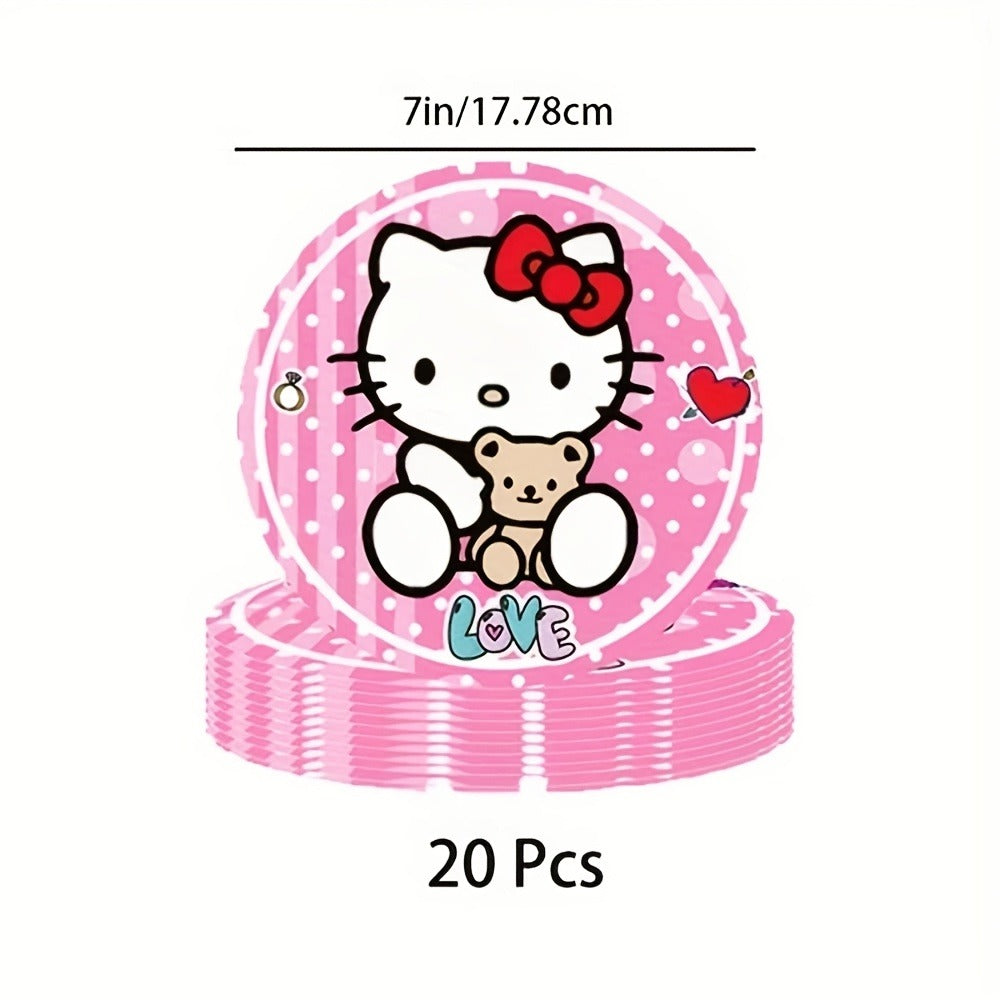 Hello Kitty Party Supplies Set 41pcs Pink Disposable Plates Napkins Tablecloth Birthday Decoration Kit