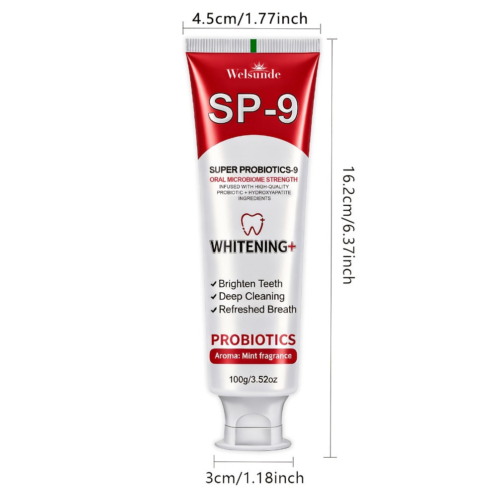 Probiotic Toothpaste with Hydroxyapatite ¨C Super Probiotics-9 European Formula, Deep Cleaning & Gum Care, Mint Fresh Breath, Teeth Brightening Oral Care Gift for Women & Men, 100g
