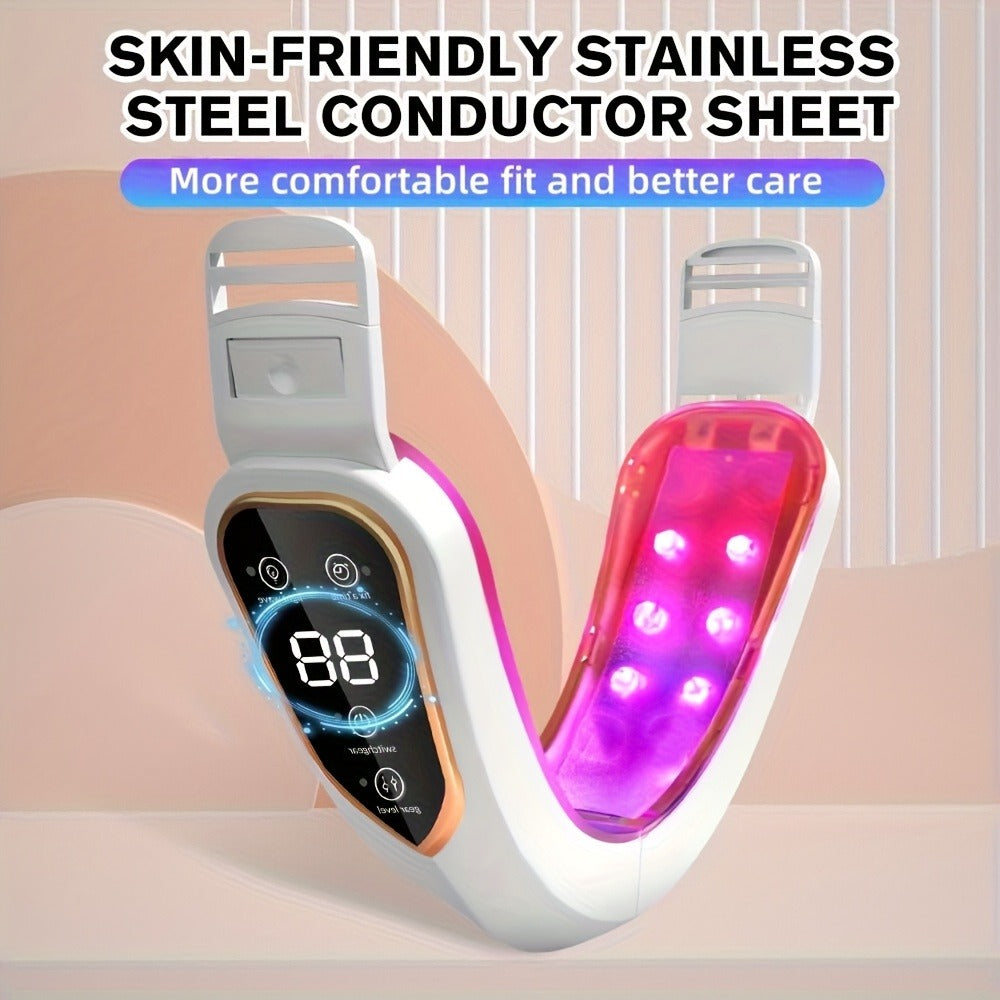 Double Chin Reducer Face Lifting Massager - 6-Speed Electric V-Line Facial Slimming Device, USB Rechargeable Jaw Exerciser & Skin Tightening Beauty Tool for Women, Dark Green / Light Green / Pink
