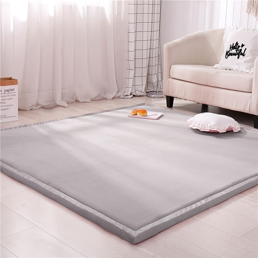 Tatami Floor Mat Thick Foam Padded Rug Coral Velvet Baby Play Mat Crawling Mat for Kids Nursery Playroom Living Room Yoga Mat Japanese Style Area Rug Non-Slip