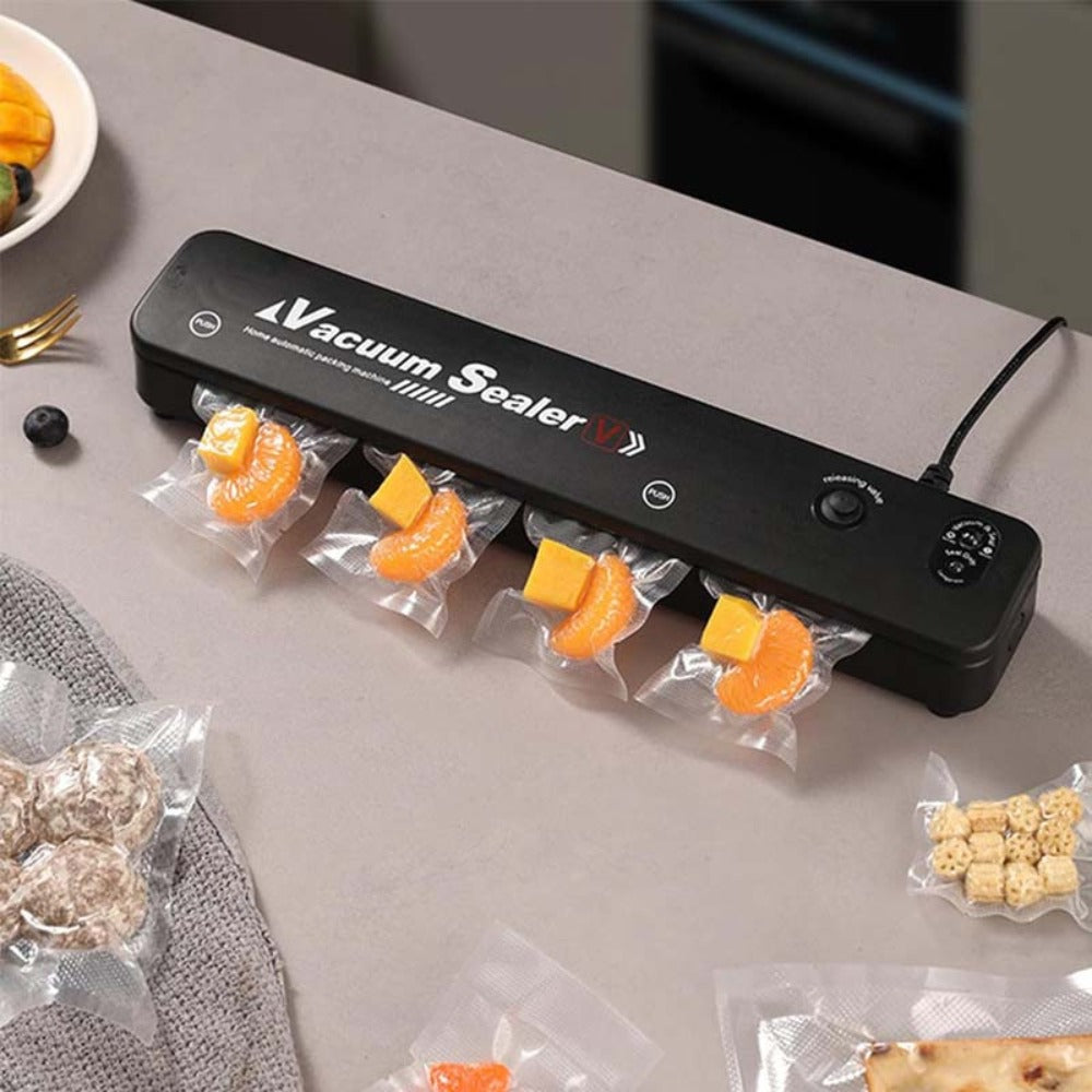 Food Vacuum Sealer Machine 1850W, Automatic Vacuum Sealer with 50 Vacuum Bags ¡ª Compact Food Preservation Air Sealer for Fresh Food & Long-Term Storage | Black & White