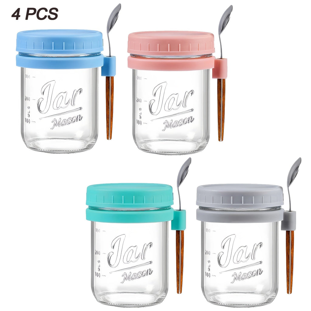 Overnight Oats Cups with Flip-Top Lids Meal Prep Jars Portable Containers for Cereal Yogurt Smoothies On-the-Go Meals Set of 4 or 6 Packs