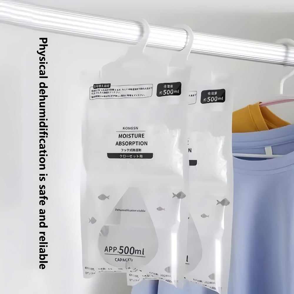 Moisture Absorber Bags 20 Pack Hanging Dehumidifier Bags 90-Day Power-Free Reusable Damp Absorber with Hooks for Wardrobe Bedroom Bathroom Closet