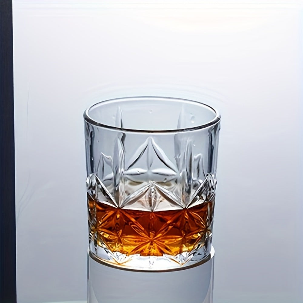 Whiskey Glasses Set of 6 - FBL&HM Lead-Free Crystal Old Fashioned Cocktail Glasses, 10oz Oval Stripe Bar Tumbler for Bourbon, Scotch, Brandy, Vodka & Mixed Drinks, Dishwasher Safe