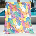 Easter Rabbit Flannel Throw Blanket - Bohemian Pastel Bunny HD Print Soft Warm Lightweight All-Season Throw for Sofa Bedroom Camping Yoga Travel, Cozy Home Decor Gift