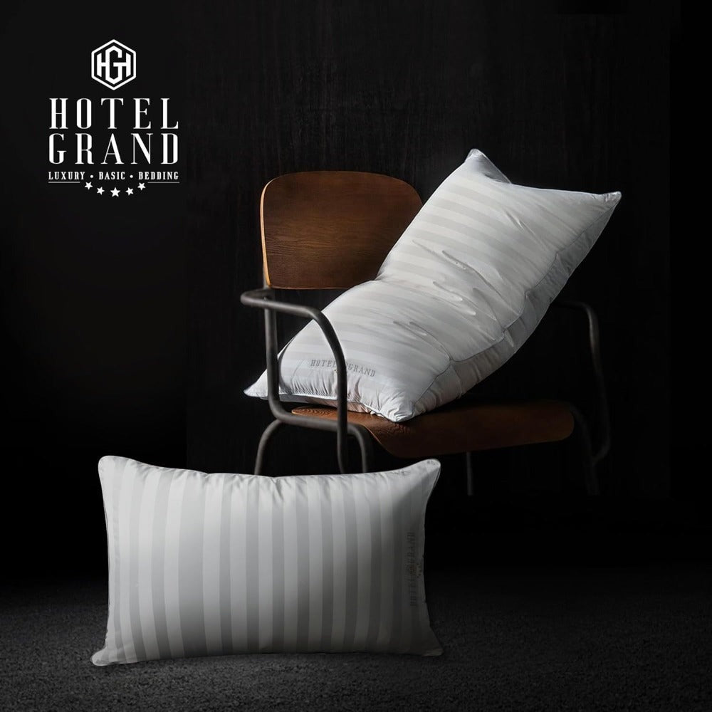 Hotel Collection Feather Down Bed Pillows Set of 2 ¨C 500 Thread Count 100% Cotton, Soft Hypoallergenic Queen King Standard Size Back Side Sleeper Pillow 2 Pack