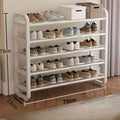 5 Layer Shoe Rack Space Saving Narrow Design | Floor to Ceiling Shoe Storage Organizer | Durable Entryway Closet Living Room Door Shoe Shelf in White