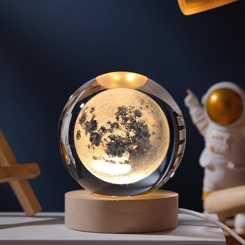 Starry Sky Crystal Ball Night Light ¨C 3D Blue Galaxy Glass Sphere LED Desk Lamp, Creative Tabletop Decor Light for Bedroom, Unique Gift for Holiday Party Birthday (Blue Starry Sky)