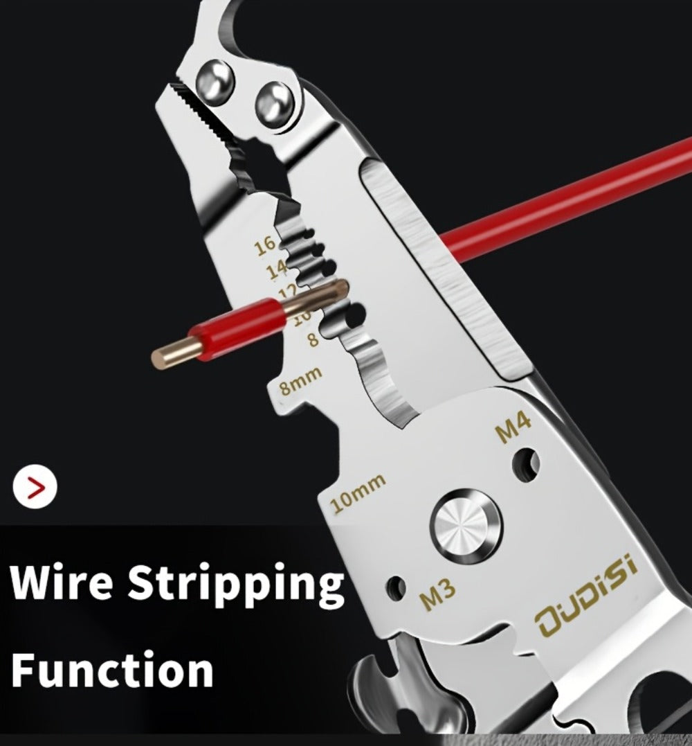 Folding Wire Stripper Multifunctional Pliers Crimping Cutter Tool for Electrician Cable DIY Electronic Maintenance Compact Portable Anti-Slip Spring Clip Car Toolbox Hand Tool