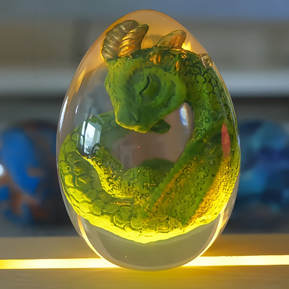 Dragon Egg Statue Transparent Resin Dragon Egg Figurine Dinosaur Souvenir Collectible Craft for Home Decor Desktop Display Birthday Christmas Halloween Gift Red Purple Green Blue