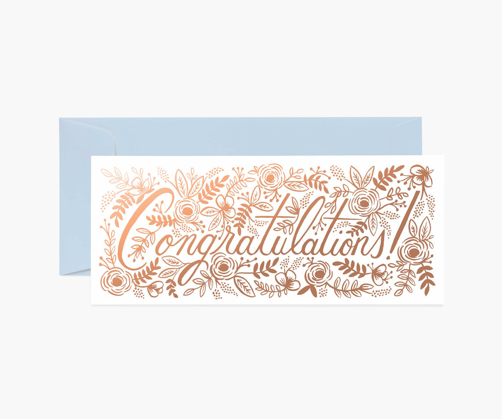 Champagne Floral Money Holder Congrats Card - Single Card