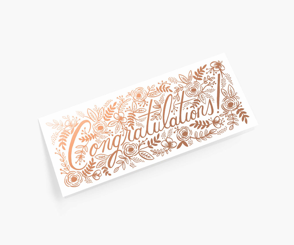 Champagne Floral Money Holder Congrats Card - Single Card