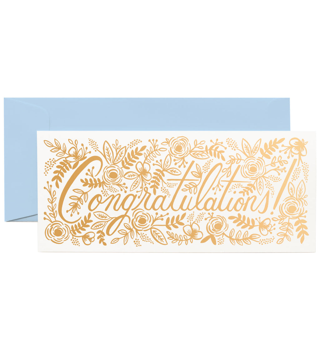 Champagne Floral Money Holder Congrats Card - Single Card