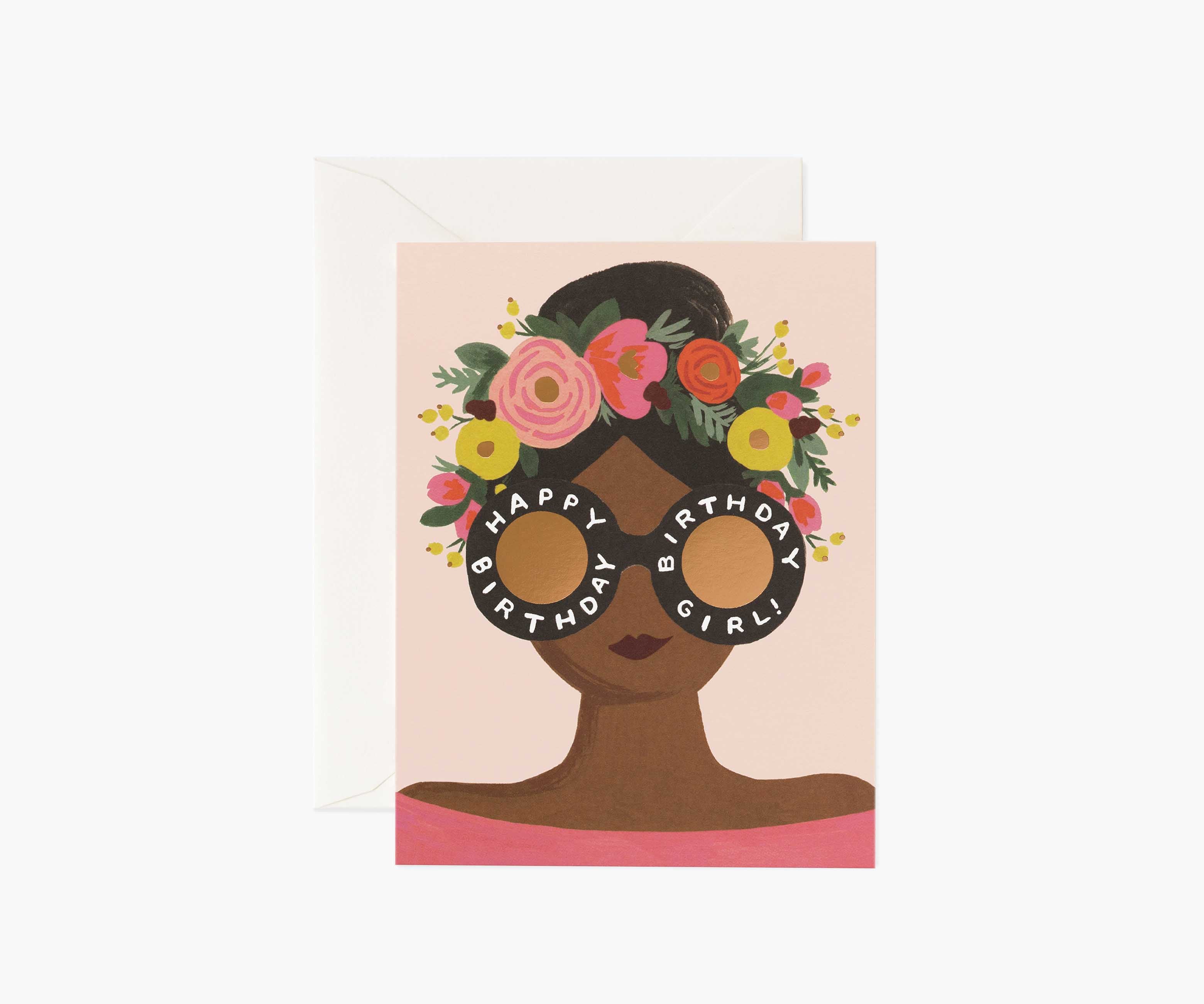 Flower Crown Birthday Girl Birthday Card - Single Card