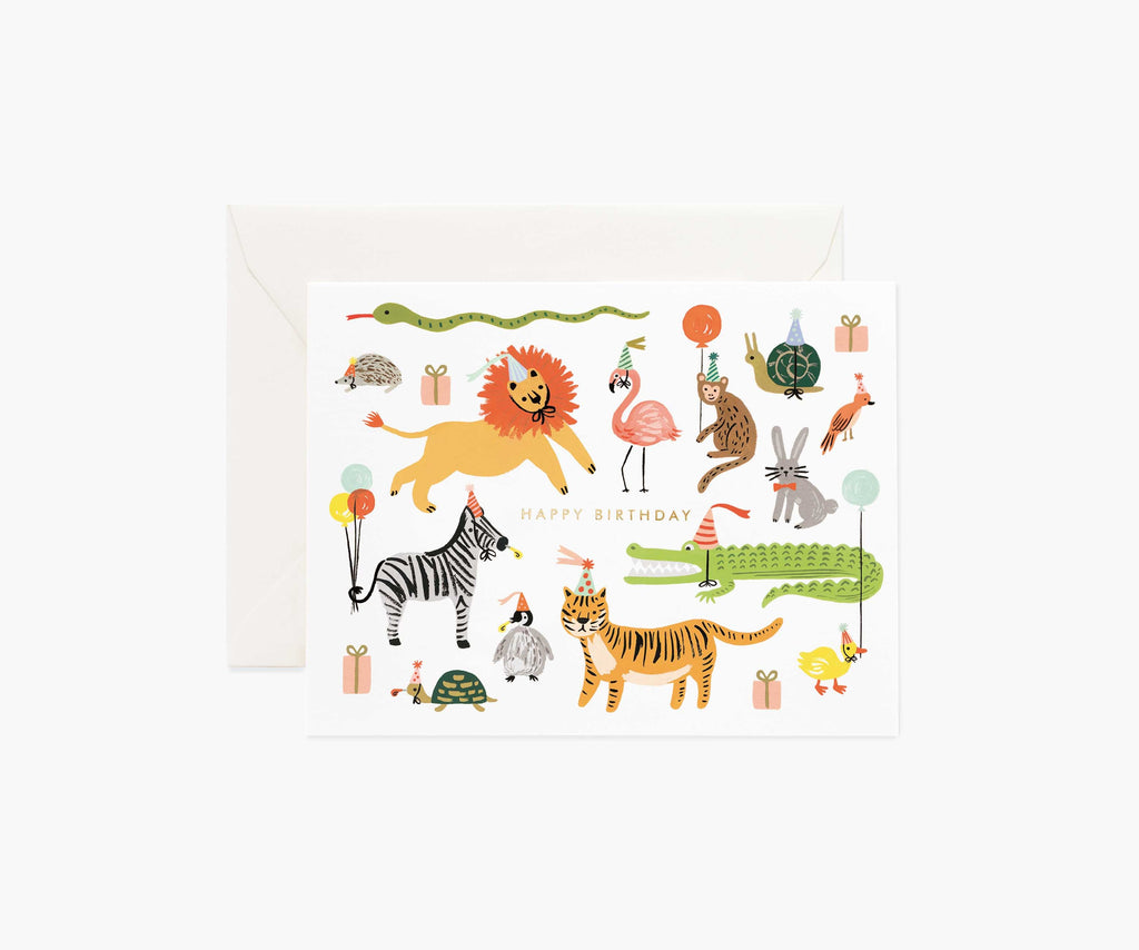 Party Animals Birthday Card - Single Card