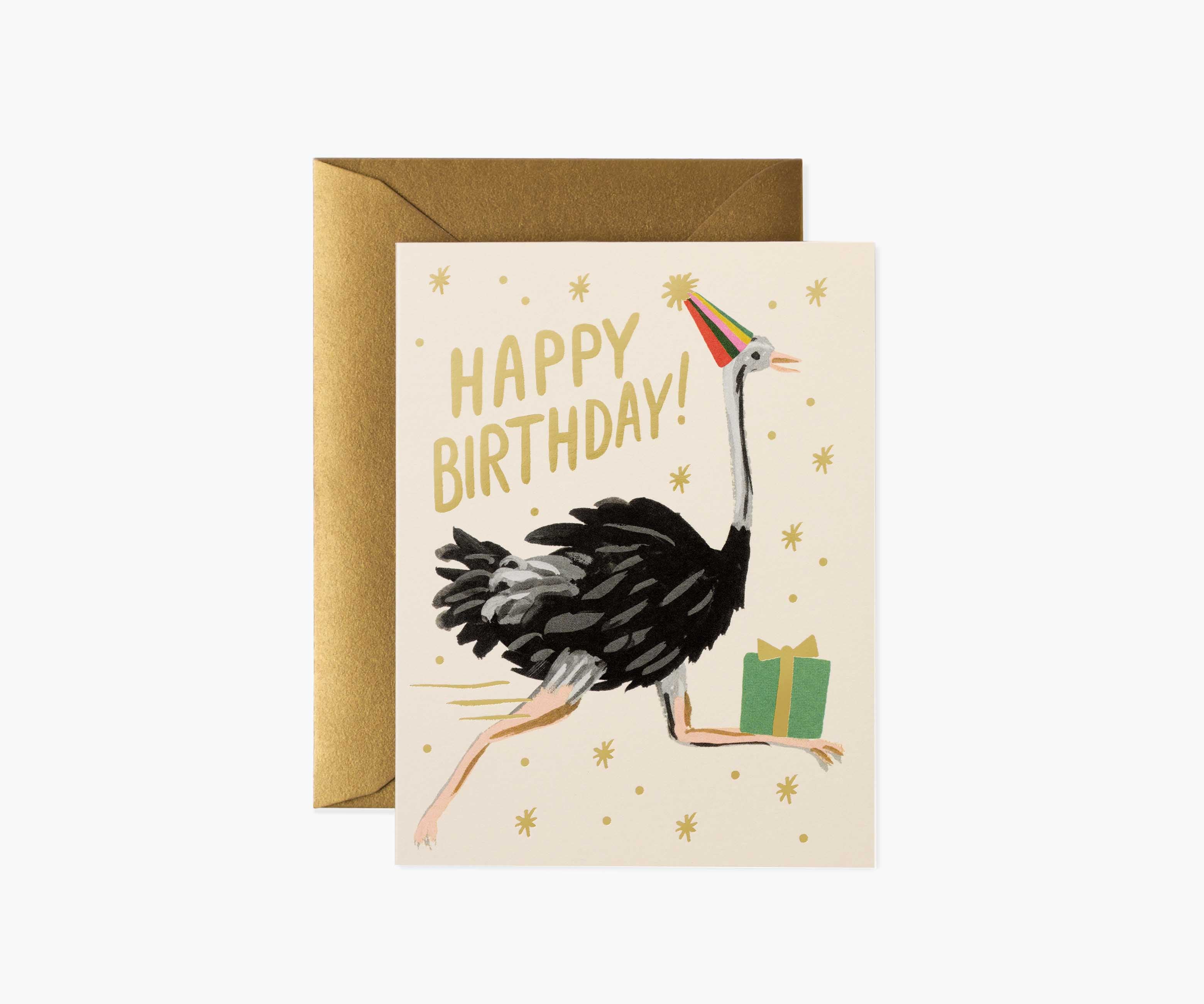 Ostrich Birthday Card - Single Card