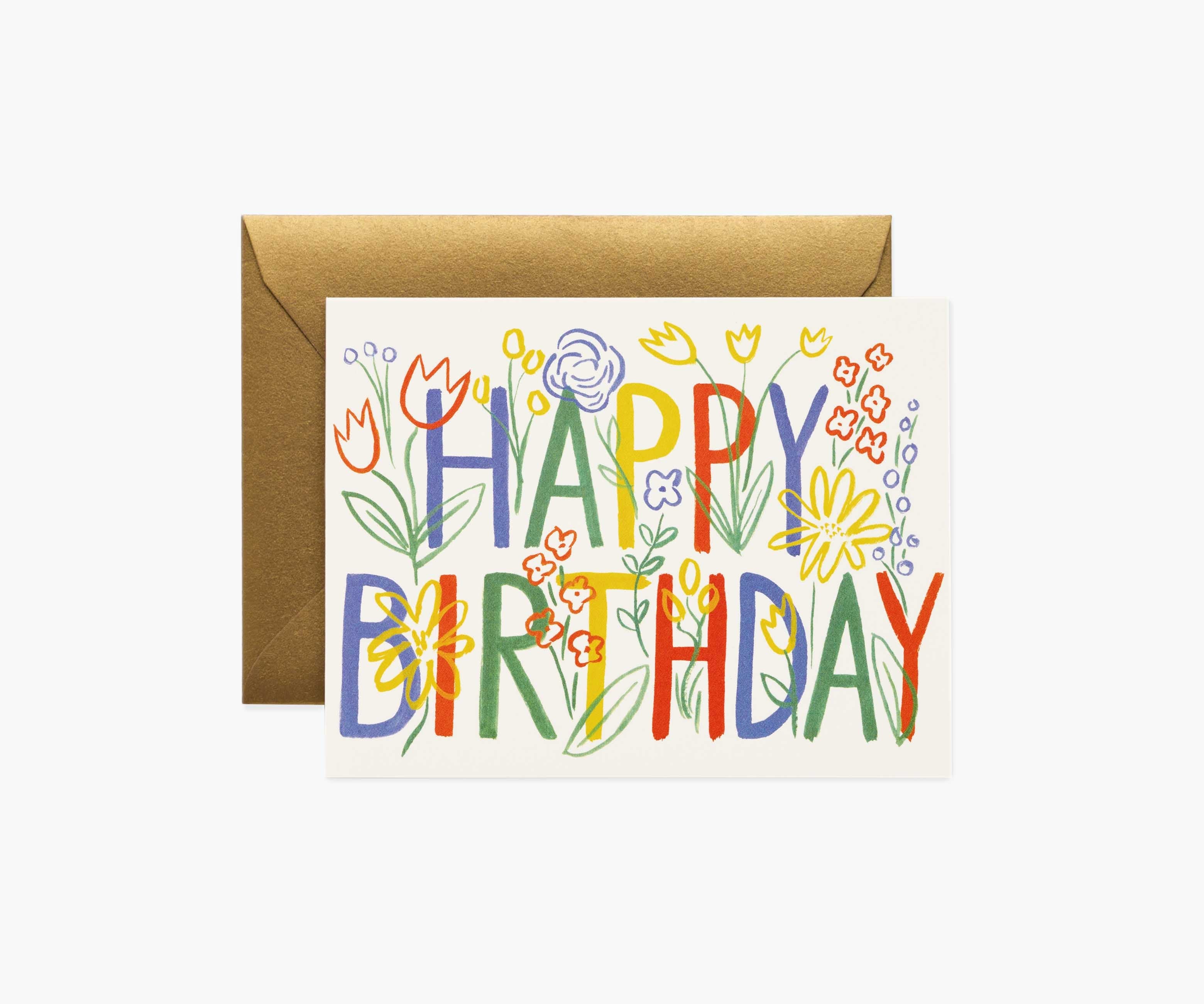 Brushstroke Birthday Card - Single Card