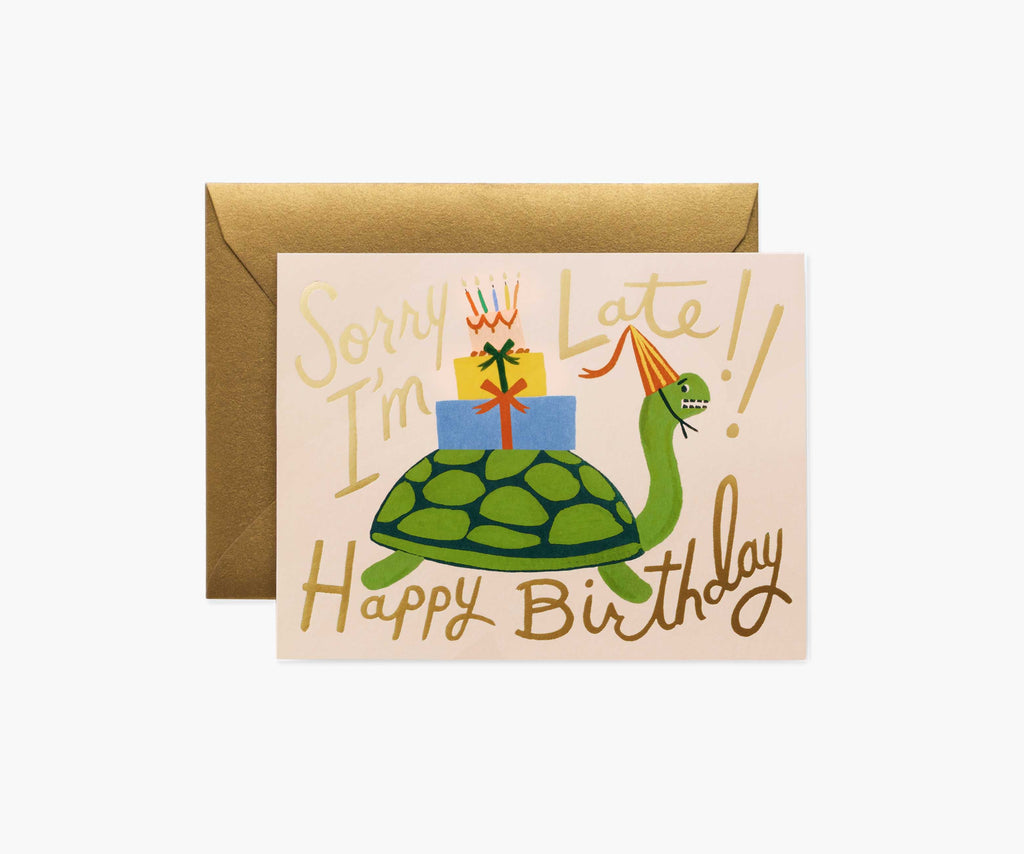 Turtle Belated Birthday Card - Single Card