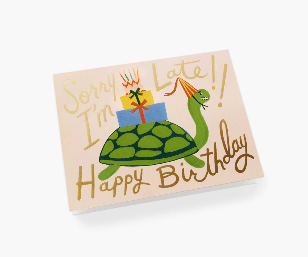 Turtle Belated Birthday Card - Single Card