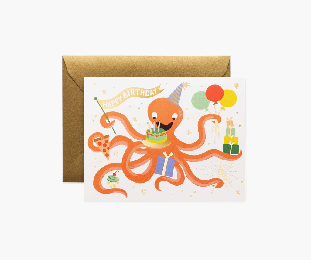 Octopus Birthday Card - Single Card