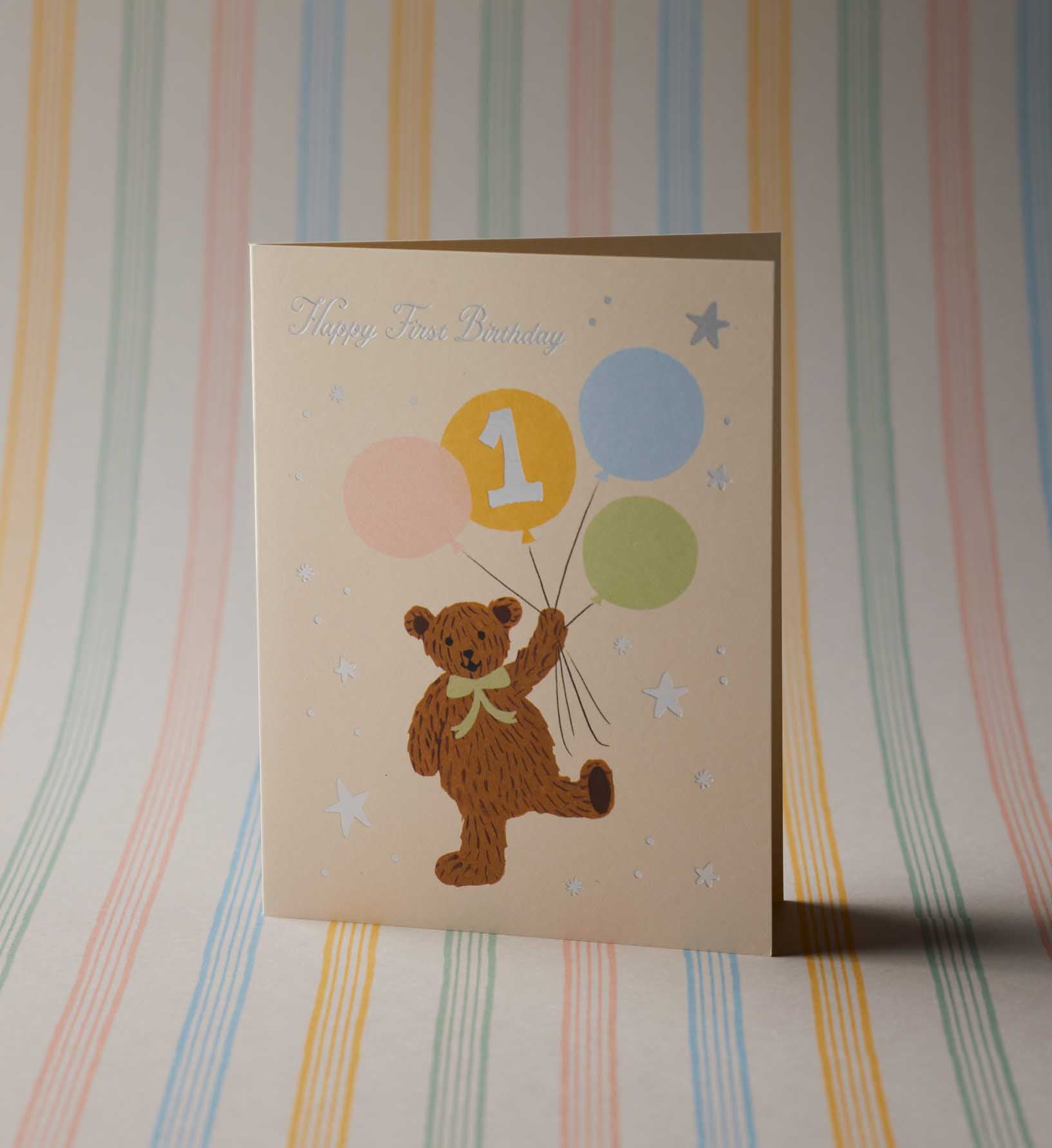 First Birthday Bear Birthday Card - Single Card
