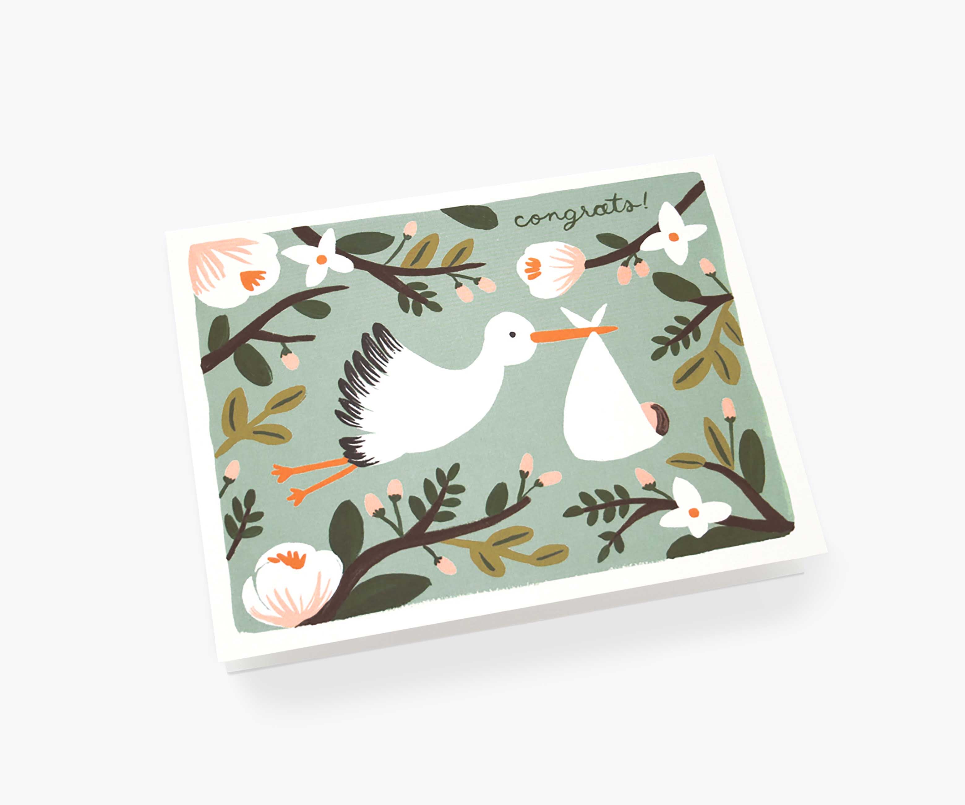 Congrats Stork Baby Card - Single Card