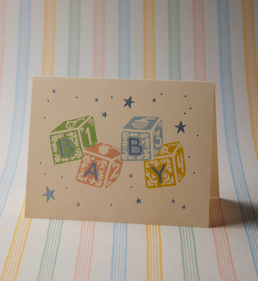 Classic Baby Blocks Baby Card - Single Card