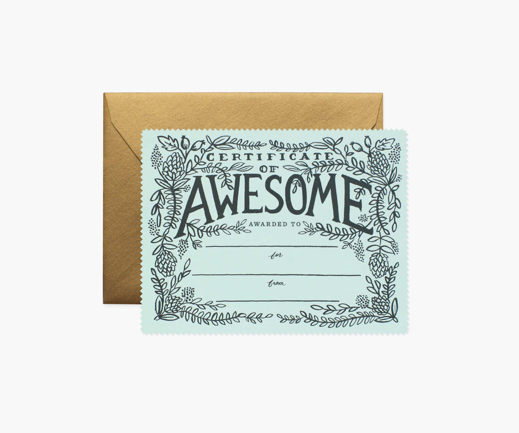 Certificate of Awesome Love & Friendship Card - Single Card