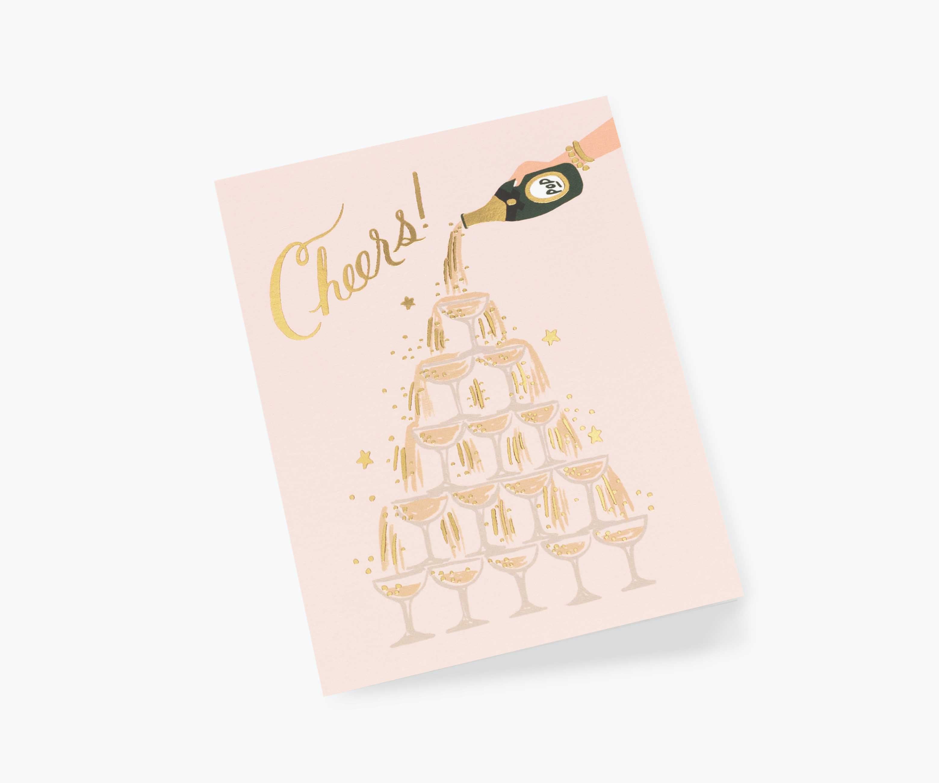Champagne Tower Cheers Wedding Card - Single Card