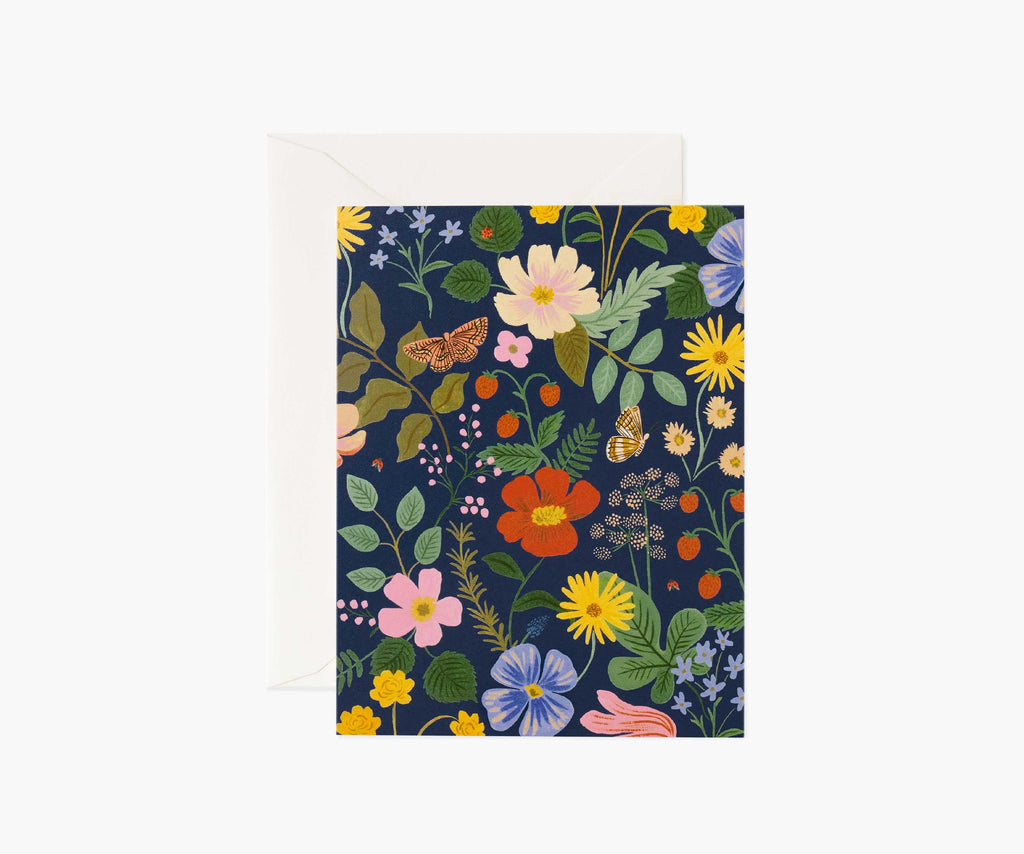 Strawberry Fields Navy Everyday Card - Single Card