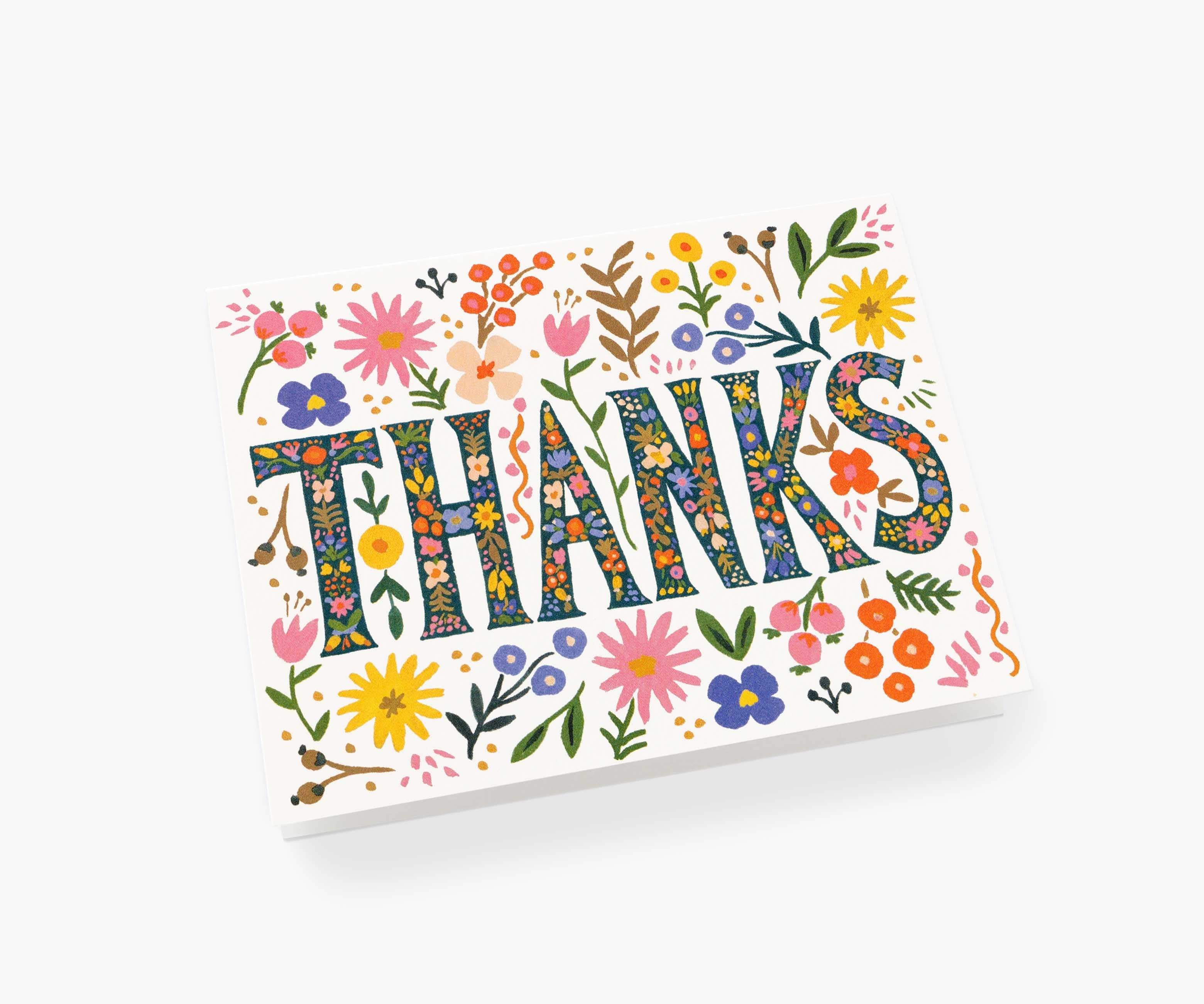 Floral Thanks Thank You Card - Single Card