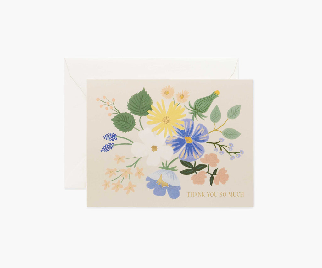 Garden Party Blue Thank You Card - Single Card