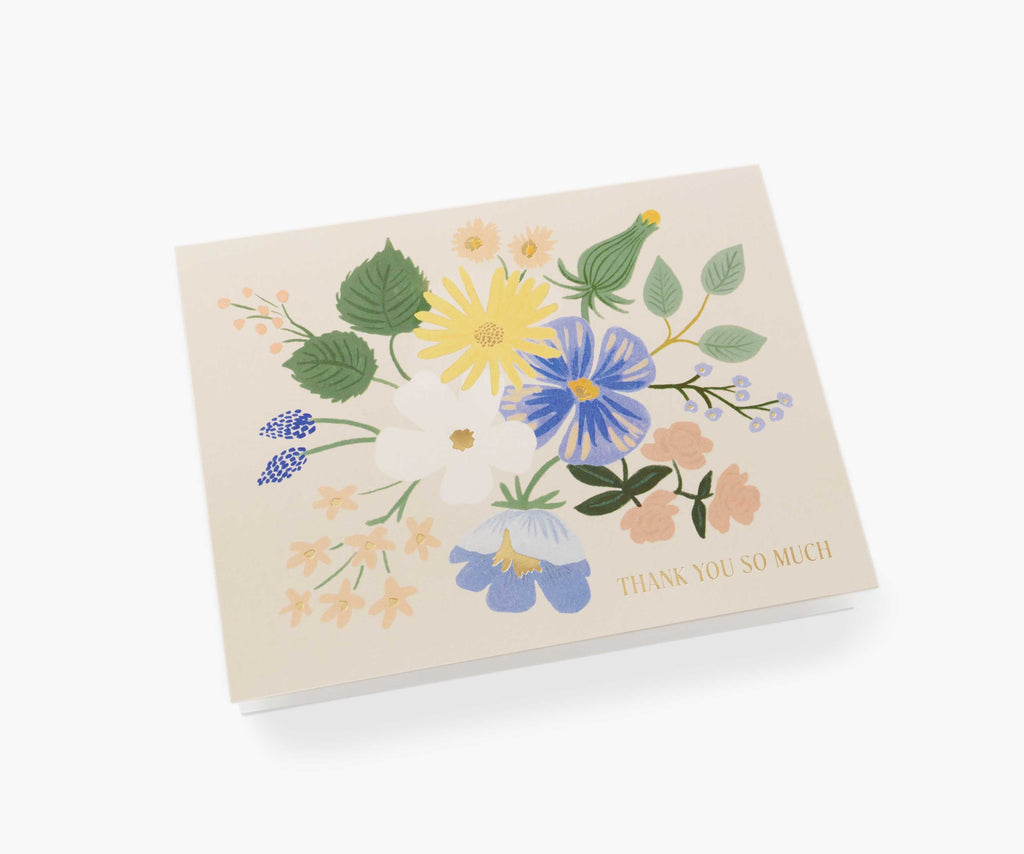 Garden Party Blue Thank You Card - Single Card