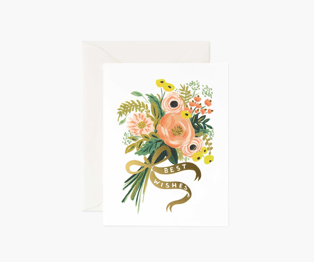 Best Wishes Bouquet Wedding Card - Single Card