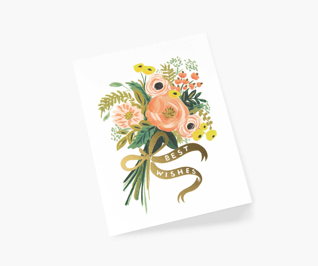 Best Wishes Bouquet Wedding Card - Single Card