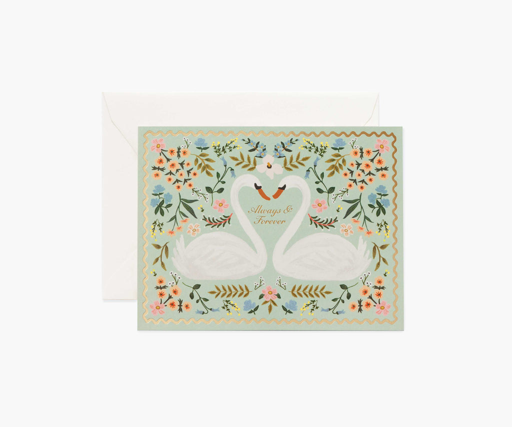 Always & Forever Swans Wedding Card - Single Card