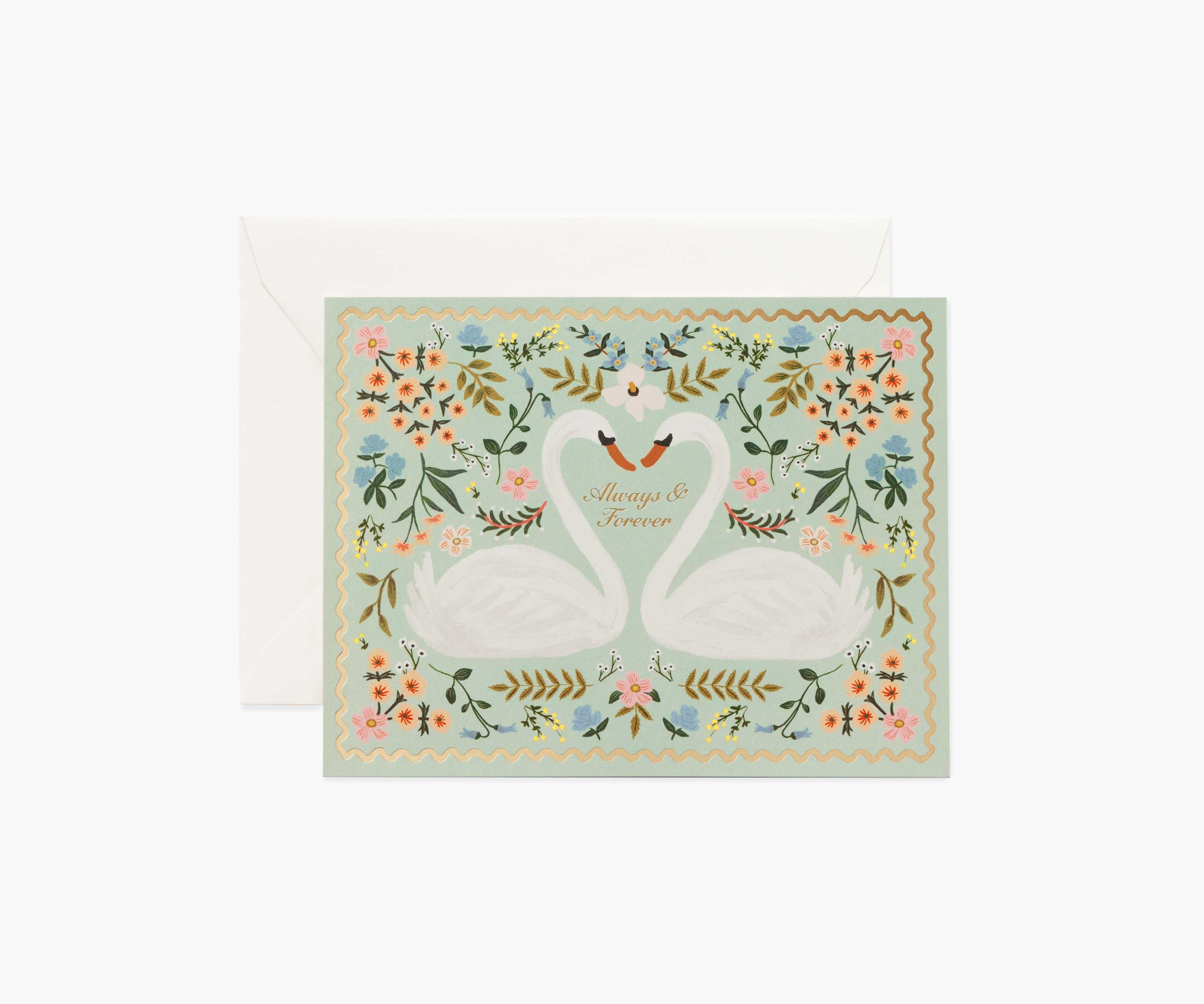 Always & Forever Swans Wedding Card - Single Card