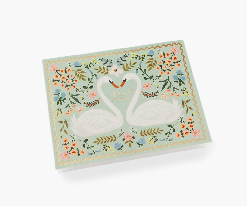 Always & Forever Swans Wedding Card - Single Card