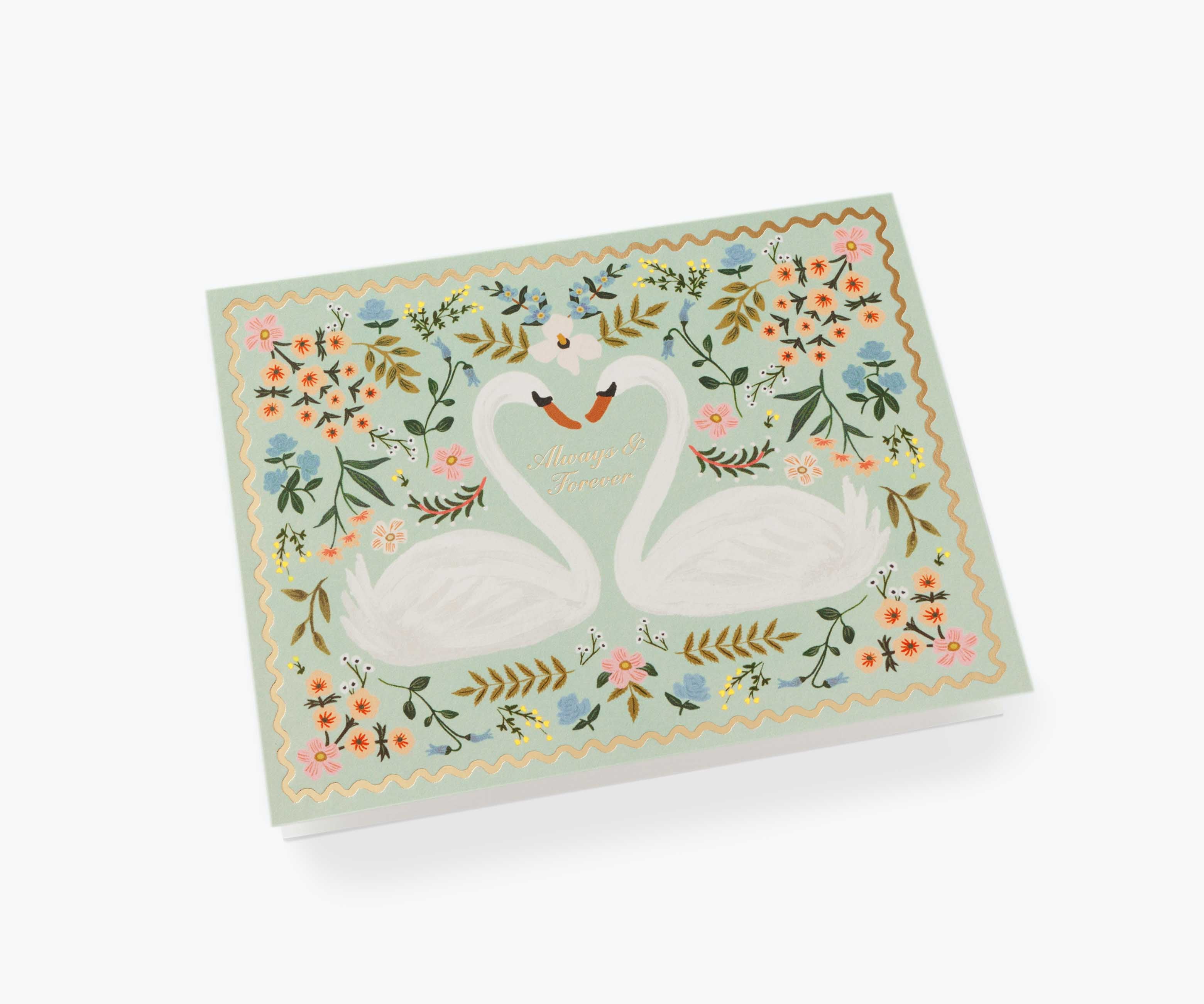 Always & Forever Swans Wedding Card - Single Card