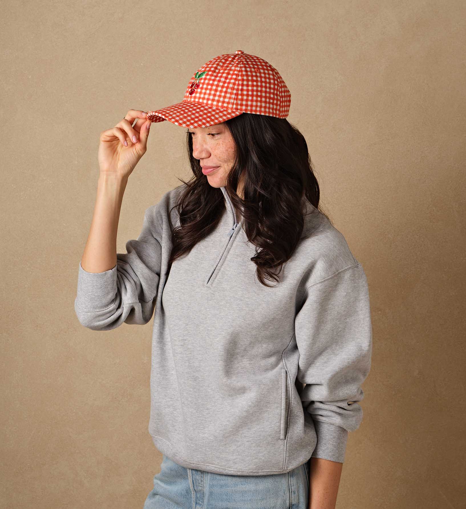 Baseball Cap - Gingham Cherries