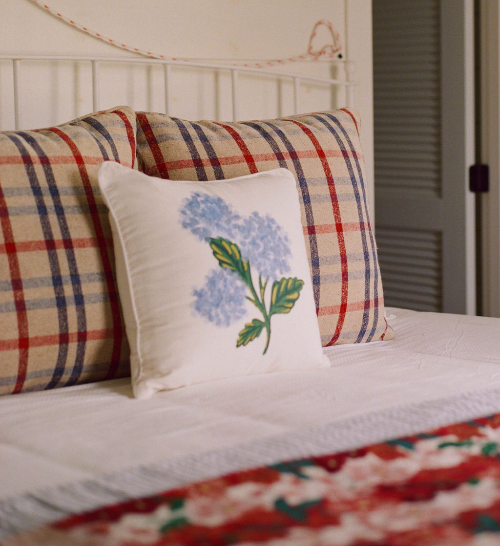 Hydrangea Bouquet Embellished Pillow - Cream