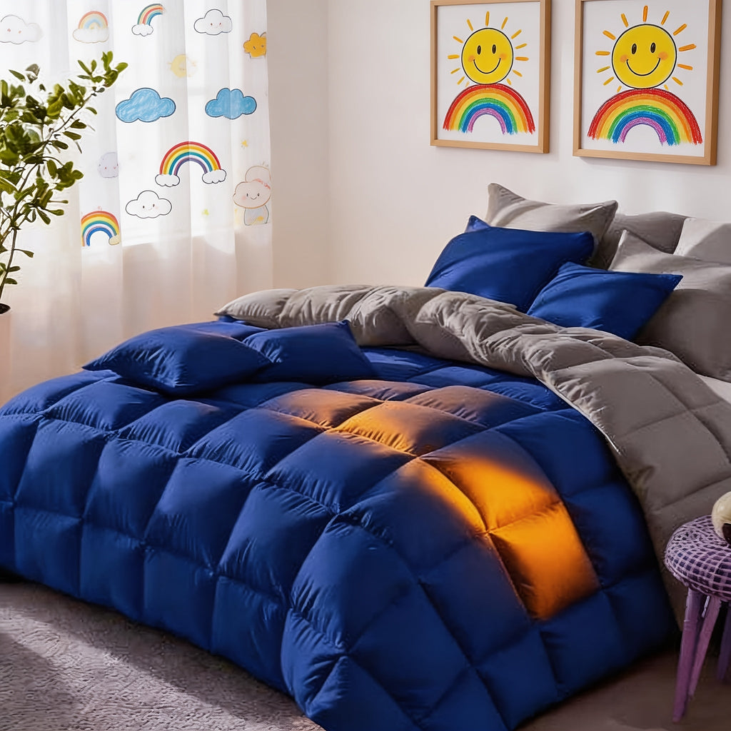 Comforter Set 7 Piece Bed in a Bag Full Queen King Soft Satin-Like Fabric with Fitted Sheet Flat Sheet Pillowcases Breathable Bedding Set for Bedroom Hotel